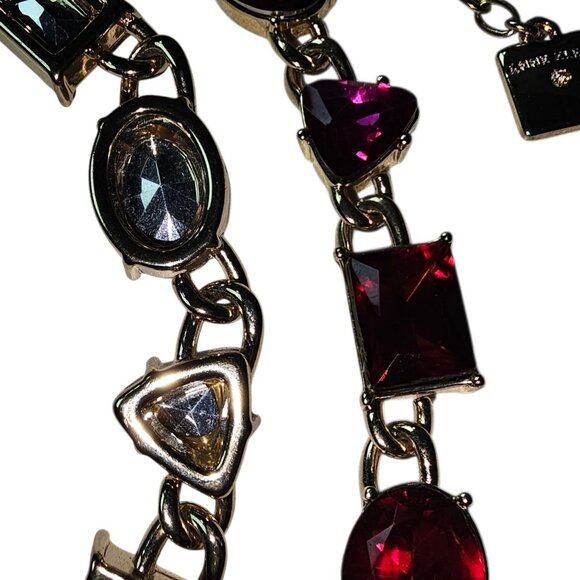 Anne Klein 19" Red Garnet Purple Amethyst Geometric Style Faceted Chunk Necklace - Picture 2 of 3